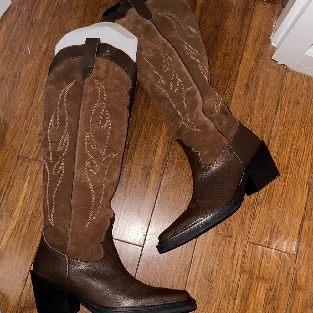 Brown cowboy boots